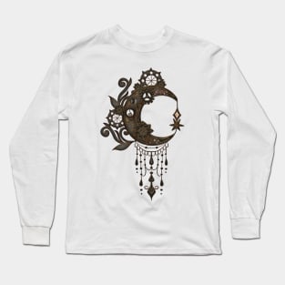 Elegant steampunk moon with gears Long Sleeve T-Shirt